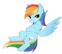 Size: 3200x2800 | Tagged: safe, artist:30clock, derpibooru import, rainbow dash, pegasus, pony, female, looking at you, mare, simple background, solo, spread wings, white background, wings