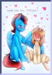 Size: 3000x4300 | Tagged: safe, artist:darksteel, derpibooru import, oc, oc:andrew swiftwing, oc:clouded wisp, unofficial characters only, pegasus, pony, unicorn, anded, crying, dazed, female, heart, male, shipping, spread wings, straight, wings
