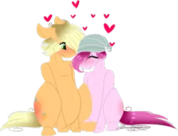 Size: 933x711 | Tagged: safe, artist:ohflaming-rainbow, derpibooru import, oc, oc:orange, oc:strawberry, unofficial characters only, pony, beanie, gay, hat, heart, male, oc x oc, shipping, simple background, sitting, stallion, transparent background