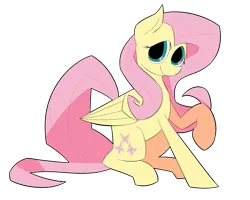 Size: 2743x2194 | Tagged: safe, artist:supercoco142, derpibooru import, fluttershy, pony, female, no catchlights, simple background, sitting, solo, transparent background