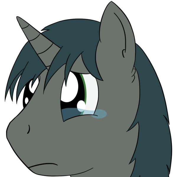 Size: 1500x1500 | Tagged: safe, artist:da random, derpibooru import, oc, oc:da random, unofficial characters only, unicorn, bust, crying, ear fluff, emoticon, male, portrait, sad, simple background, solo, stallion, transparent background