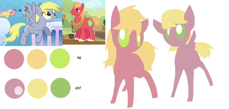 Size: 1370x654 | Tagged: safe, artist:angelstar000, derpibooru import, big macintosh, derpy hooves, oc, oc:apple muffin, oc:clumsy kick, earth pony, pegasus, pony, color palette, offspring, parent:big macintosh, parent:derpy hooves, parents:derpymac, siblings, simple background, white background