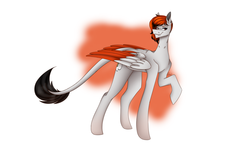 Size: 13044x7581 | Tagged: safe, artist:ggchristian, derpibooru import, oc, oc:jaiden, pegasus, pony, absurd resolution, colored wings, male, multicolored wings, raised hoof, solo, stallion