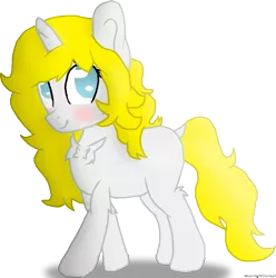 Size: 1019x1027 | Tagged: safe, artist:moonlightdisney5, derpibooru import, oc, oc:rainbow splash, pony, unicorn, blushing, chest fluff, female, mare, simple background, solo, transparent background