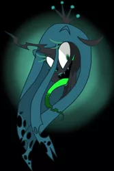 Size: 540x810 | Tagged: safe, artist:miss-zi-zi, derpibooru import, queen chrysalis, bust, green tongue, portrait, solo, tongue out