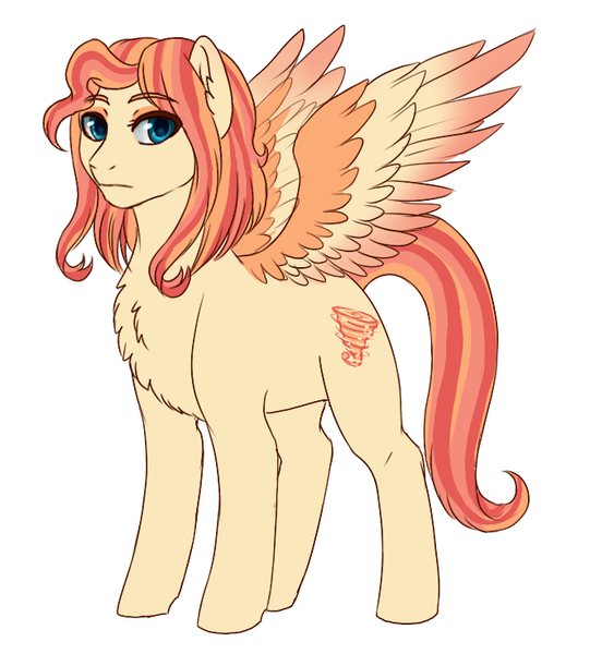 Size: 664x737 | Tagged: safe, artist:miamaha, derpibooru import, oc, oc:eventide twister, pegasus, pony, chest fluff, colored wings, eyeshadow, female, fluffy, frown, gradient wings, leg fluff, looking at you, makeup, mare, multicolored wings, offspring, parent:quarter hearts, parent:sunset shimmer, parents:sunsethearts, simple background, solo, spread wings, white background, wings