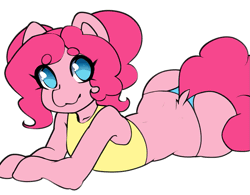 Size: 841x657 | Tagged: suggestive, artist:tolsticot, derpibooru import, pinkie pie, anthro, earth pony, adorasexy, alternate hairstyle, animated, arm hooves, ass, balloonbutt, bikini, blue swimsuit, butt shake, clothes, cute, diapinkes, dock, female, frame by frame, looking at you, mare, plump, sexy, simple background, smiling, solo, solo female, swimsuit, thong swimsuit, yellow swimsuit