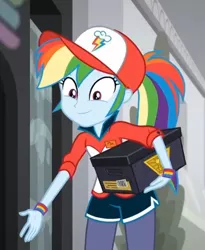 Size: 469x572 | Tagged: safe, derpibooru import, screencap, rainbow dash, eqg summertime shorts, equestria girls, good vibes, cropped, cute, dashabetes, female, helpful, helping, looking at you, looking down, smiling, solo
