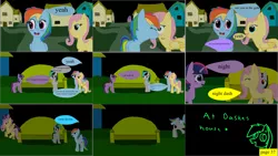 Size: 3851x2169 | Tagged: 1000 hours in ms paint, alicorn, artist:closingrain, artist:mellowbomb, comic, comic:calamity fateful, derpibooru import, dialogue, fluttershy, oc, oc:closingrain, rainbow dash, safe, twilight sparkle, twilight sparkle (alicorn)