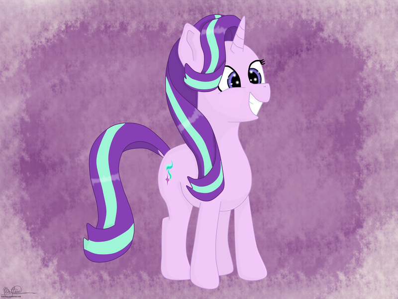 Size: 2592x1944 | Tagged: safe, artist:usattesa, derpibooru import, starlight glimmer, pony, unicorn, cute, female, glimmerbetes, mare, solo, teeth