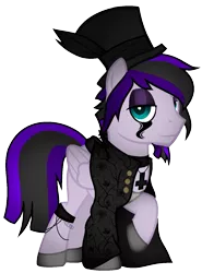 Size: 991x1339 | Tagged: safe, artist:thecreativeenigma, derpibooru import, oc, oc:astral legacy, pegasus, pony, base used, clothes, goth, hat, male, simple background, solo, stallion, top hat, transparent background