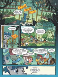 Size: 768x1024 | Tagged: safe, artist:tonyfleecs, derpibooru import, idw, flash magnus, meadowbrook, rockhoof, somnambula, stygian, earth pony, pegasus, pony, unicorn, legends of magic, spoiler:comic, spoiler:comiclom11, beard, comic, facial hair, female, greenhouse, helmet, male, mare, official comic, preview, stallion, vine