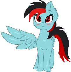 Size: 1107x1134 | Tagged: safe, artist:daytona, derpibooru import, oc, oc:daytona, unofficial characters only, pegasus, pony, base used, blushing, ear fluff, female, mare, simple background, solo, spread wings, transparent background, wings