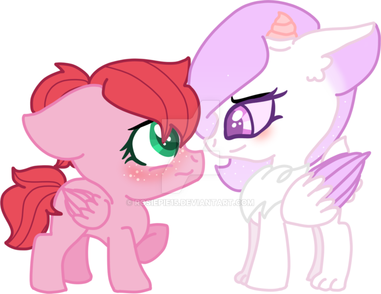 Size: 1024x791 | Tagged: safe, artist:rosiepie15, derpibooru import, oc, oc:daisy, unofficial characters only, hybrid, pegasus, pony, blushing, colored wings, colored wingtips, female, filly, floppy ears, freckles, interspecies offspring, offspring, parent:big macintosh, parent:discord, parent:fluttershy, parent:princess celestia, parents:dislestia, parents:fluttermac, shy, simple background, story included, transparent background, watermark