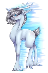 Size: 3432x5196 | Tagged: safe, artist:lastaimin, derpibooru import, oc, unofficial characters only, deer pony, original species, antlers, high res, horn, male, simple background, solo, transparent background, unshorn fetlocks