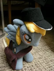 Size: 2448x3264 | Tagged: safe, artist:p0w3rporco, derpibooru import, derpy hooves, pony, bag, cap, hat, high res, irl, mailbag, mailmare, photo, plushie, solo