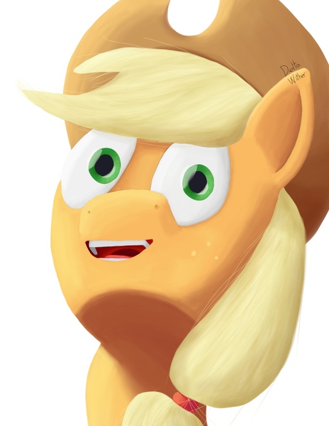 Size: 2136x2761 | Tagged: safe, derpibooru import, applejack, open mouth, smiling, solo