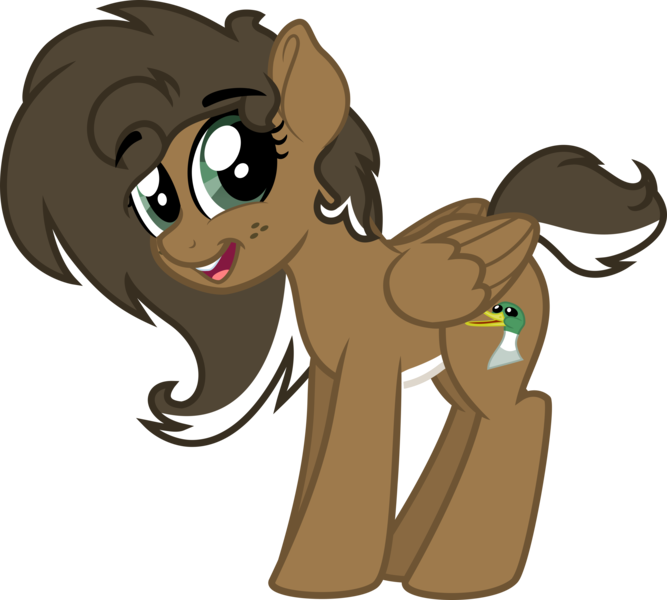 Size: 4000x3600 | Tagged: safe, alternate version, artist:binkyt11, derpibooru import, oc, oc:duck badge, ponified, unofficial characters only, pegasus, pony, derpibooru, .svg available, clothes, derpibooru ponified, female, freckles, inkscape, mare, meta, simple background, solo, svg, transparent background, vector