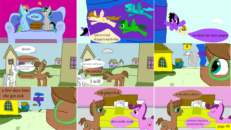 Size: 3862x2168 | Tagged: 1000 hours in ms paint, artist:closingrain, artist:mellowbomb, comic, comic:calamity fateful, derpibooru import, dialogue, oc, oc:closingrain, oc:doctor dextor wise, oc:wintermint, rainbow dash, safe