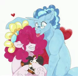 Size: 4444x4370 | Tagged: safe, artist:frozensoulpony, derpibooru import, party favor, pinkie pie, pony, unicorn, absurd resolution, alternate hairstyle, female, male, partypie, shipping, straight, traditional art
