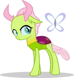 Size: 799x832 | Tagged: artist:mlp-trailgrazer, changepony, derpibooru import, hybrid, interspecies offspring, oc, oc:veil, offspring, parent:fluttershy, parents:thoraxshy, parent:thorax, safe, simple background, solo, transparent background, unofficial characters only, vector