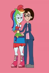 Size: 1505x2233 | Tagged: safe, artist:hunterxcolleen, derpibooru import, rainbow dash, oc, oc:stewart gary, human, equestria girls, dancing, fall formal outfits, holiday, pairings, valentine's day