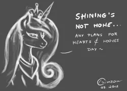 Size: 700x500 | Tagged: safe, artist:crimson, derpibooru import, princess cadance, pony, implied infidelity, monochrome, sketch, solo