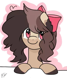 Size: 1024x1194 | Tagged: safe, artist:chococakebabe, derpibooru import, oc, oc:choco cake delight, unofficial characters only, earth pony, pony, bow, female, heart eyes, mare, simple background, solo, transparent background, wingding eyes