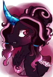 Size: 667x953 | Tagged: safe, artist:6-fingers-lover, derpibooru import, oc, oc:pink penumbra, unofficial characters only, pony, unicorn, crystal horn, male, offspring, parent:king sombra, parent:tempest shadow, simple background, solo, stallion, transparent background