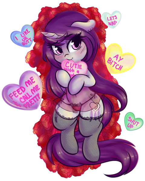 Size: 3867x4832 | Tagged: suggestive, artist:wickedsilly, derpibooru import, oc, oc:wicked silly, unofficial characters only, pony, unicorn, adorasexy, clothes, cute, female, heart, holiday, lingerie, mare, panties, ponysona, red underwear, sexy, simple background, smiling, solo, solo female, stockings, thigh highs, transparent background, underwear, valentine's day