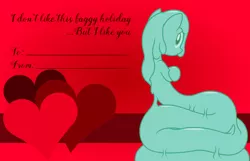 Size: 3156x2028 | Tagged: safe, artist:badumsquish, derpibooru import, oc, unofficial characters only, goo pony, hybrid, lamia, monster pony, original species, pony, slimia, coils, crossed arms, female, heart, holiday, looking at you, looking back, smiling, solo, valentine, valentine's day, valentine's day card, vulgar