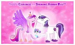 Size: 2656x1602 | Tagged: safe, artist:90sigma, artist:andoanimalia, artist:xebck, derpibooru import, princess cadance, princess flurry heart, shining armor, alicorn, pony, unicorn, baby, baby pony, daughter, diaper, eyes closed, family, father and daughter, female, holiday, kissing, male, married couple, mother and daughter, open mouth, parent, prince of love, princess of love, shiningcadance, shipping, sparkle family, straight, valentine's day, wallpaper