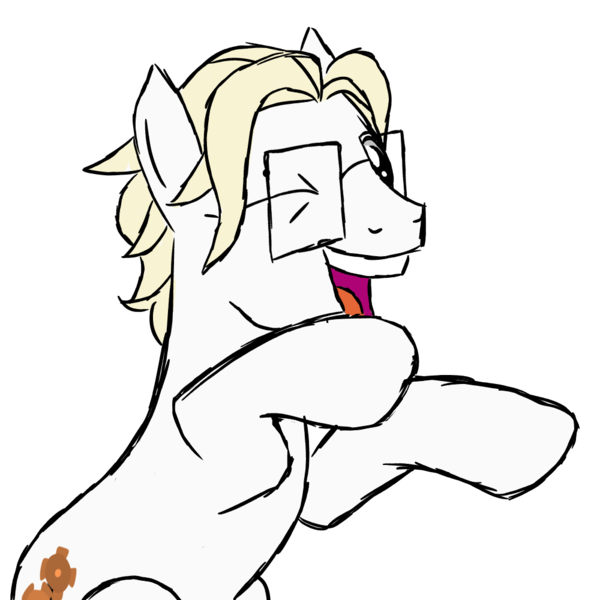 Size: 1000x1000 | Tagged: safe, artist:pablote, derpibooru import, oc, oc:parchment bleach, unofficial characters only, earth pony, pony, glasses, male, one eye closed, pointing, simple background, solo, stallion, transparent background, wink