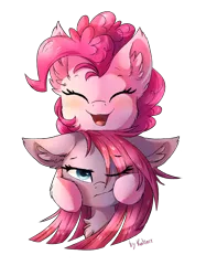 Size: 1280x1707 | Tagged: safe, artist:kaliner123, derpibooru import, pinkie pie, earth pony, pony, annoyed, cheek fluff, chest fluff, cute, diapinkes, duality, ear fluff, eyes closed, female, fluffy, frown, happy, mare, pinkamena diane pie, sad, self ponidox, simple background, smiling, straight hair, straight mane, transparent background