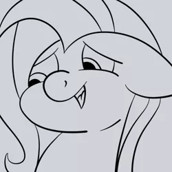 Size: 512x512 | Tagged: artist:justanotherponyartblog, black and white, bust, derpibooru import, female, fluttershy, grayscale, just another pony art blog, lineart, mare, monochrome, portrait, safe, solo