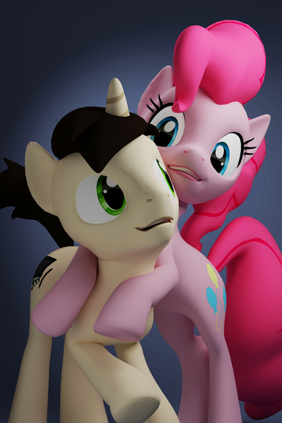 Size: 6000x9000 | Tagged: safe, artist:deloreandudetommy, derpibooru import, part of a set, pinkie pie, oc, oc:template, pony, 3d, absurd resolution, blender, couple, female, holiday, hug, male, shipping, stallion, straight, valentine's day