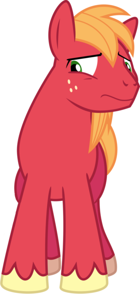 Size: 590x1237 | Tagged: safe, artist:jeatz-axl, derpibooru import, edit, editor:slayerbvc, vector edit, big macintosh, earth pony, pony, leap of faith, male, missing accessory, simple background, solo, stallion, transparent background, uncomfortable, vector