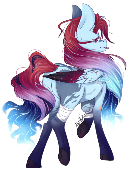 Size: 768x1024 | Tagged: safe, artist:akiiichaos, derpibooru import, oc, pegasus, pony, colored wings, female, magical lesbian spawn, mare, multicolored wings, offspring, parent:princess luna, parent:rainbow dash, parents:lunadash, simple background, solo, tongue out, transparent background