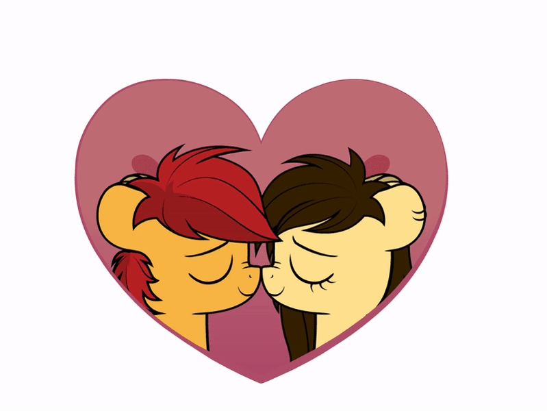 Size: 800x601 | Tagged: safe, artist:anonbelle, derpibooru import, oc, oc:puddie, oc:storm, unofficial characters only, earth pony, pony, animated, boop, commission, female, gif, heart, hearts and hooves day, male, mare, mutual booping, nose wrinkle, noseboop, simple background, straight, white background