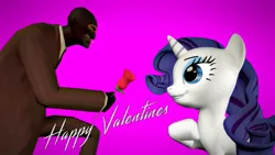 Size: 1191x670 | Tagged: bashing, crack shipping, crossover, derpibooru import, eyestrain warning, female, holiday, interspecies, love, male, needs more saturation, rarity, romance, romantic, safe, shipping, simple background, spy, straight, team fortress 2, valentine's day