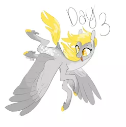 Size: 890x900 | Tagged: safe, artist:creeate97, derpibooru import, derpy hooves, pegasus, pony, colored hooves, cutie mark, feathered fetlocks, female, flying, looking back, mare, open mouth, simple background, smiling, solo, wall eyed, white background, wings