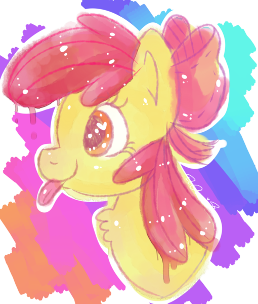 Size: 1024x1205 | Tagged: safe, artist:dashiekawaii145, derpibooru import, apple bloom, pony, :p, bust, cute, heart eyes, signature, silly, silly filly, silly pony, solo, tongue out, wingding eyes