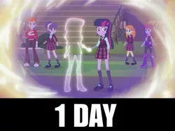 Size: 2730x2048 | Tagged: safe, derpibooru import, screencap, heath burns, mystery mint, orange sherbette, sci-twi, sunset shimmer, suri polomare, twilight sparkle, equestria girls, equestria girls series, forgotten friendship, friendship games, countdown, disappear, missing, vanish