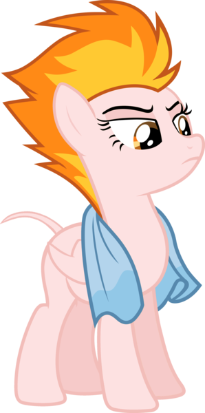 Size: 2475x4985 | Tagged: safe, artist:outlaw4rc, derpibooru import, edit, editor:slayerbvc, vector edit, spitfire, pegasus, pony, bald, female, furless, furless edit, glare, mare, nude edit, nudity, plucked, shaved, shaved tail, simple background, solo, spitfire is not amused, towel, transparent background, unamused, vector