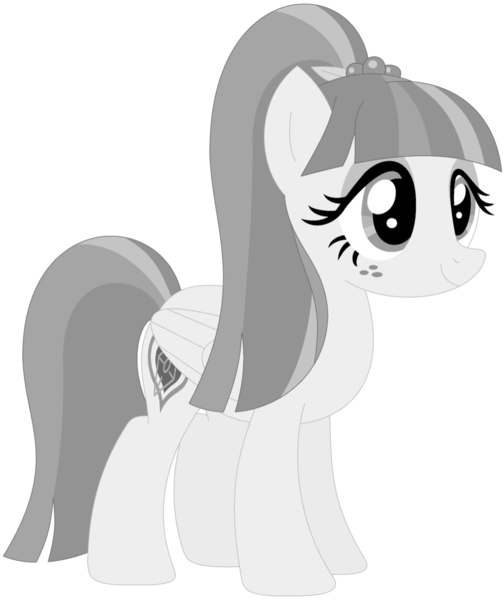 Size: 1024x1219 | Tagged: safe, artist:ra1nb0wk1tty, derpibooru import, sour sweet, ponified, pony, monochrome, simple background, solo, transparent background
