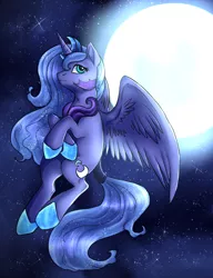 Size: 1855x2415 | Tagged: dead source, safe, artist:not-ordinary-pony, derpibooru import, princess luna, alicorn, pony, female, full moon, mare, moon, night, s1 luna, solo