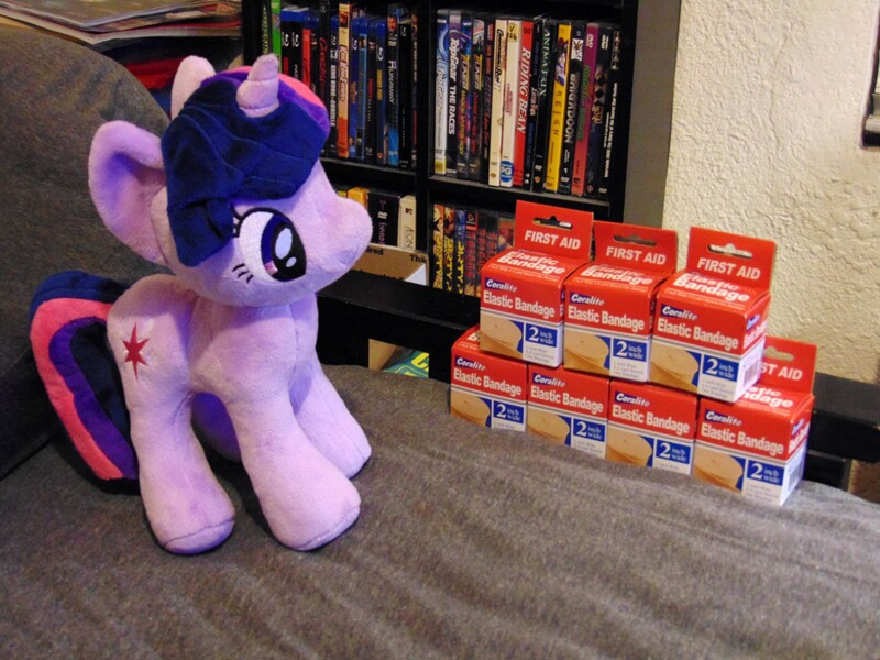 Size: 1280x960 | Tagged: safe, artist:supra80, derpibooru import, part of a set, twilight sparkle, pony, unicorn, bandage, box, imminent bondage, irl, medical bondage, part of a series, photo, plushie, solo