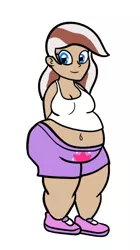 Size: 320x570 | Tagged: safe, artist:askchubbytwilight, derpibooru import, oc, oc:hot fudge, equestria girls, arm behind back, belly button, equestria girls-ified, fat, female, solo