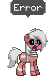 Size: 236x316 | Tagged: safe, derpibooru import, oc, oc:velvet love, unofficial characters only, pony, robot, pony town, animated, blue eyes, english, female, gif, mare, original character do not steal, red, simple background, solo, text, transparent background, white hair