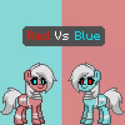 Size: 400x400 | Tagged: safe, derpibooru import, oc, oc:velvet love, pony, robot, pony town, blue, blue eyes, female, mare, red, red eyes, team fortress 2, white hair